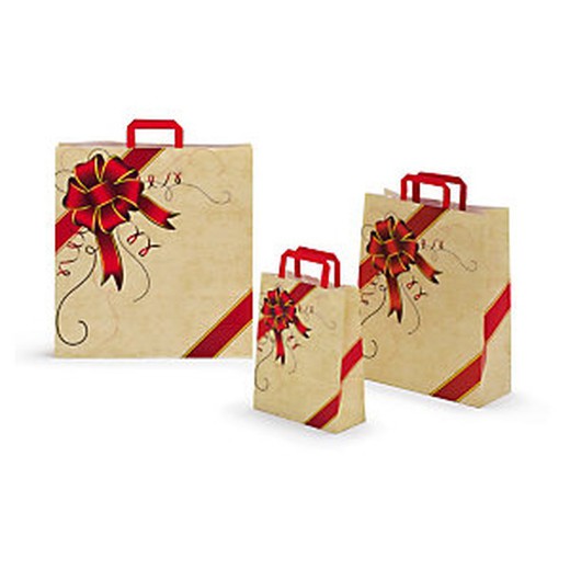 Bolsa Kraft Navidad Con Asas Planas Firpack