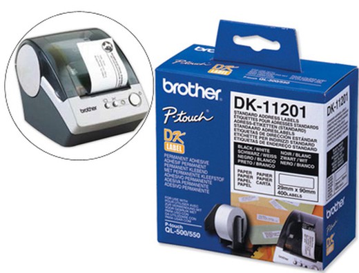 Etiqueta Adhesiva Brother Dk11201 -Tamaño 29x90 Mm Para Impresoras De Etiquetas Ql -400 Etiquetas-