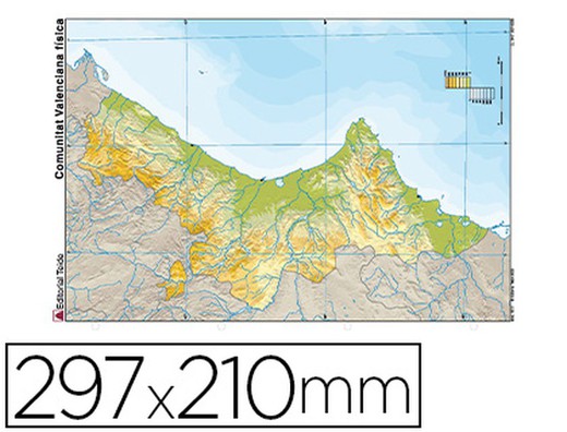 Mapa Mudo Color Din A4 Comunidad Valenciana Fisico