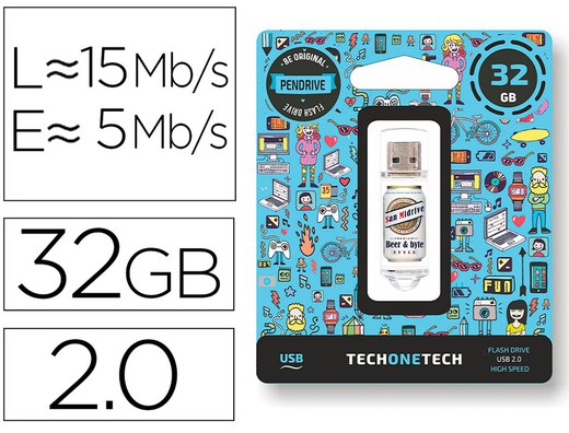 Memoria Usb Tech On Tech Beers & Bytes San Midrive Cerveza 32 Gb