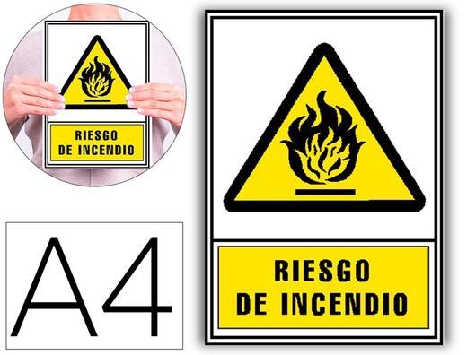 Pictograma Archivo 2000 Riesgo De Incendio Pvc Amarillo Luminiscente 210x297 Mm