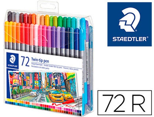 Rotulador Staedtler Doble Punta De Fibra 3200 Estuche De 72 Unidades Colores Surtidos