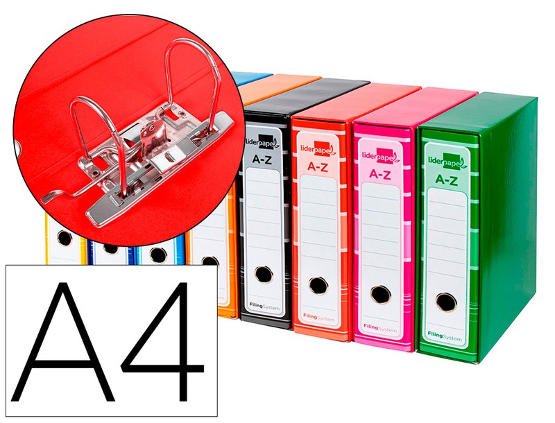 Archivador De Palanca Liderpapel A4 Filing System Forrado Sin Rado Lomo 80  Mm Colores Surtidos Con Caja Y — Firpack
