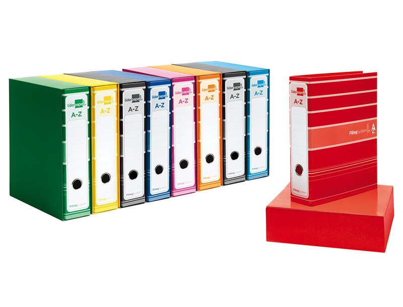 Archivador De Palanca Liderpapel A4 Filing System Forrado Sin Rado Lomo 80  Mm Colores Surtidos Con Caja Y — Firpack