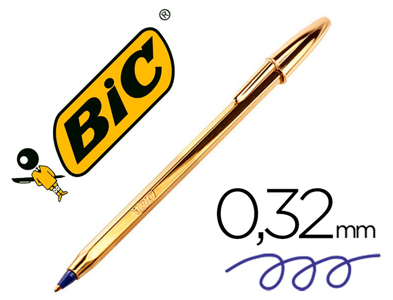 Boligrafo Bic Cristal Celebration Oro Tinta Azul Unidad — Firpack
