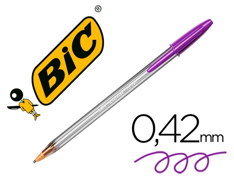 Boligrafo Bic Cristal Fun Morado Punta 1,6 mm. Bolígrafos bic de