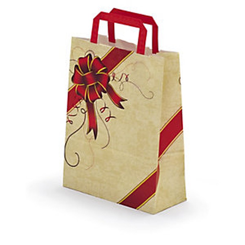 Bolsa Kraft Navidad Con Asas Planas Firpack