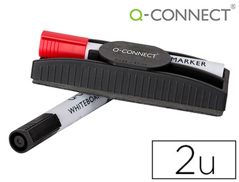 Borrador Q-Connect Magnetico Con Rotulador Rojo Y Negro Para Pizarra Blanca  — Firpack