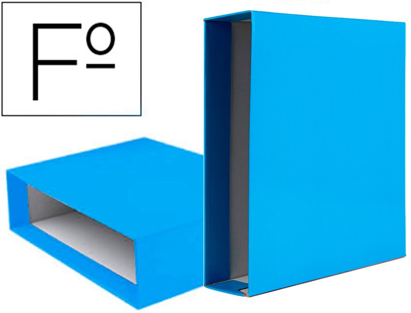 Caja archivador de palanca carton forrado elba folio lomo 85 mm azul
