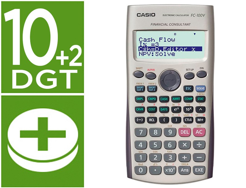 Calculadora casio fc100v financiera 4 lineas 10+2 digitos