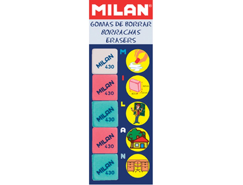 Goma De Borrar Milan 430-5 Blister De 5 Unidades — Firpack