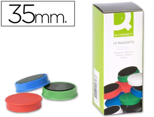 Imanes Para Sujecion Q-Connect Ideal Para Pizarras Magneticas35 Mm Colores Surtidos -Caja De 10 Imanes