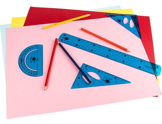 Juego Escuadra 10 Cm Cartabon 14 Cm Regla 30 Cm Y Semicirc. Plastico Flexible En Petaca Liderpapel Colores Surtidos