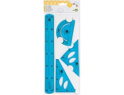 Juego Escuadra 10 Cm Cartabon 14 Cm Regla 30 Cm Y Semicirc. Plastico Flexible En Petaca Liderpapel Colores Surtidos
