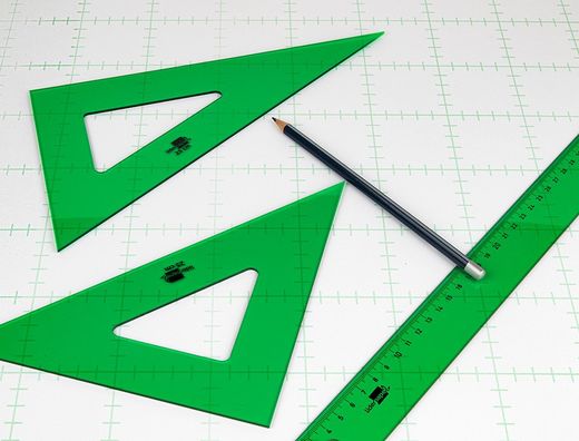 Juego Escuadra Cartabon Regla 30 Cm Y Semicirculo En Petaca Liderpapel Verde