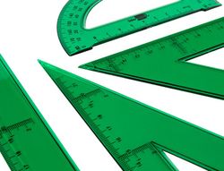 Juego Escuadra Cartabon Regla 30 Cm Y Semicirculo En Petaca Liderpapel Verde