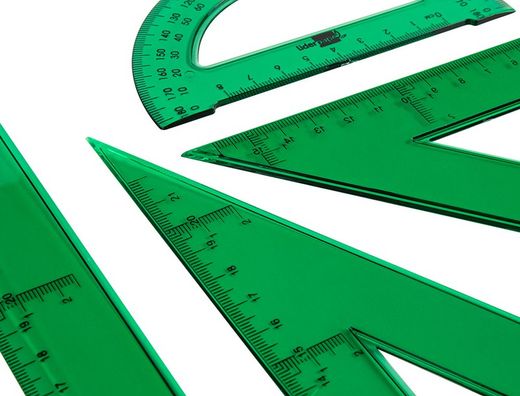 Juego Escuadra Cartabon Regla 30 Cm Y Semicirculo En Petaca Liderpapel Verde