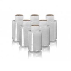 Kit 20 mini bobinas transparente 100MMX150M con portarrollos plástico