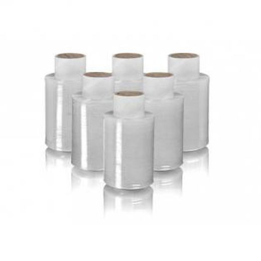 Kit 20 mini bobinas transparente 100MMX150M con portarrollos plástico