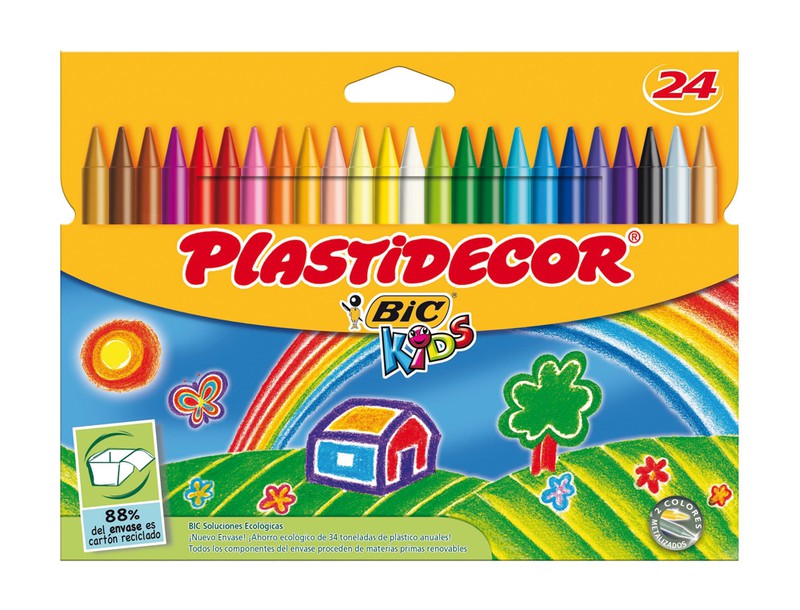 Lapices cera Plastidecor caja de 36 unidades colores surtidos (57071)