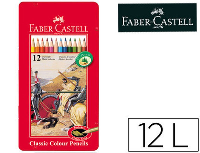 Caja Metálica De 12 Lápices De Colores Faber Castell Colores Surtidos