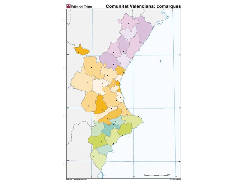 Mapa Mudo Color Din A Comunidad Valenciana Politico Firpack