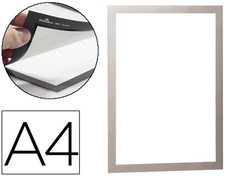Marco Porta Anuncios Durable Magnetico Din A4 Dorso Adhesivo Removible  Color Plata Pack De 2 Unidades — Firpack