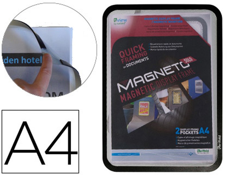 Marco Porta Anuncios Tarifold Magneto Din A4 Con 4 Bandas Magneticas En El  Dorso Color Negro Pack De 2 Unidades — Firpack