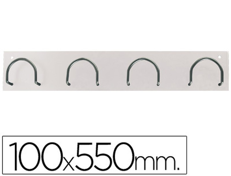 Perchero Metalico 611 Pared 4 Colgadores Color Blanco 55x10x5 Cm — Firpack