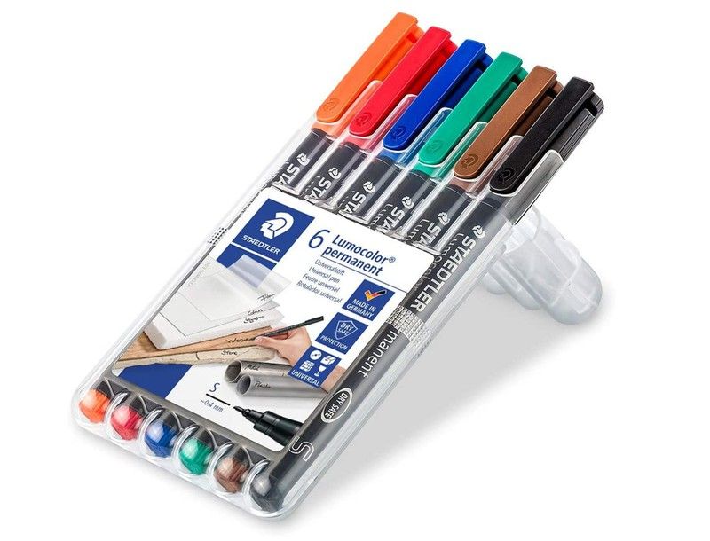 Staedtler Lumocolor Pennarello Punta Fine 0,6 Mm, Inchiostro Nero Non Permanente, Per Lucidi E Superfici Lisce, Con Clip - 4