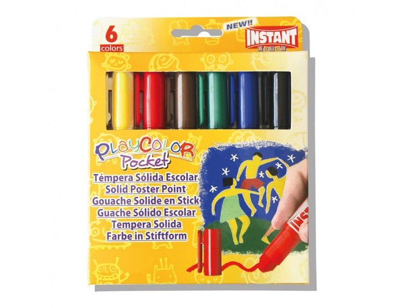 Tempera Solida En Barra Playcolor Pocket Escolar Caja De 6 Colores Surtidos  — Firpack